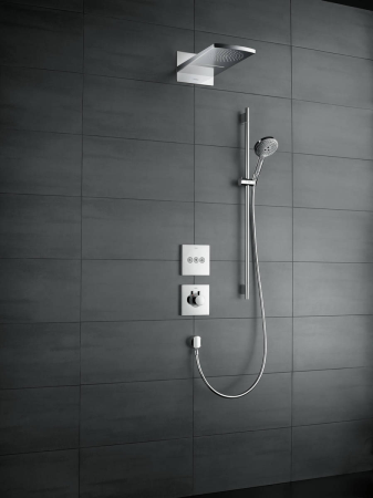 Внешняя часть термостата для душа hansgrohe ShowerSelect HighFlow скрытого монтажа 15760340, шлифованный черный хром