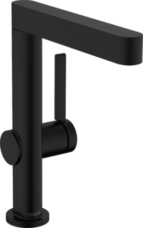 Смеситель для раковины hansgrohe Finoris 230, с поворотным изливом, со сливным клапаном Push-Open 76060670, матовый черный