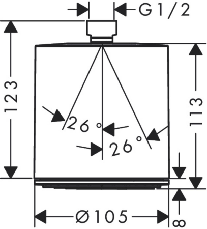 Верхний душ hansgrohe Pulsify S 105 1jet EcoSmart+ 24132000, хром