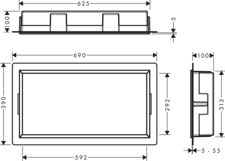 Настенный короб hansgrohe XtraStoris Original с интегрированной рамой, 30х60х10 см 56064700, матовый белый