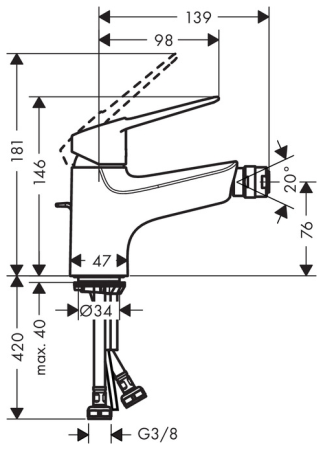 Смеситель для биде hansgrohe Novus Loop со сливным гарнитуром 71233000, хром