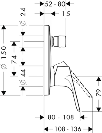 Внешняя часть смесителя для ванны hansgrohe Focus E2 скрытого монтажа 31945000, хром