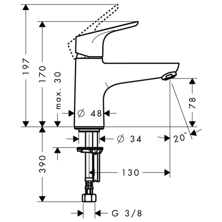 Смеситель для ванны hansgrohe Focus Monotrou на край ванны 31931000, хром