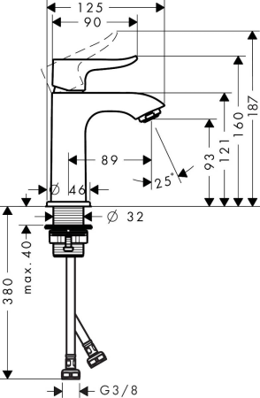 Смеситель для раковины hansgrohe Metris 100, без сливного гарнитура 31186000, хром