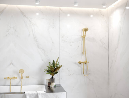 Душевая штанга hansgrohe Unica S Puro 65 см со шлангом 28632990, полированное золото