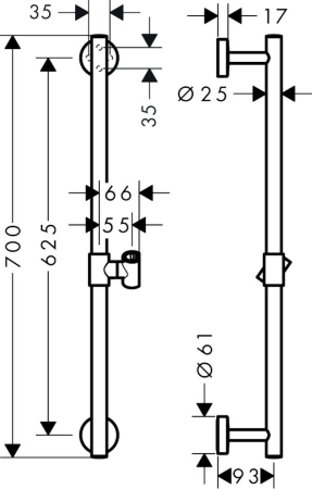 Душевая штанга hansgrohe Unica Comfort 65 см 26401000, хром