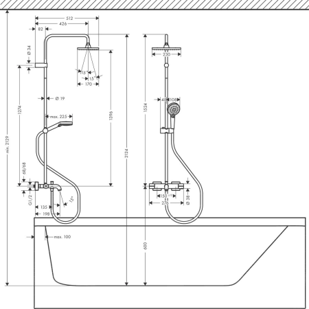 Душевая система hansgrohe Vernis Shape 230 1jet EcoSmart с термостатом для ванны 26098000, хром