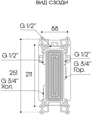 Термостат Aqueduto ACENO ACE0350 скрытого монтажа, шлифованное золото
