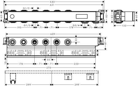 Встраиваемая часть термостата hansgrohe RainSelect на 4 потребителя 15312180