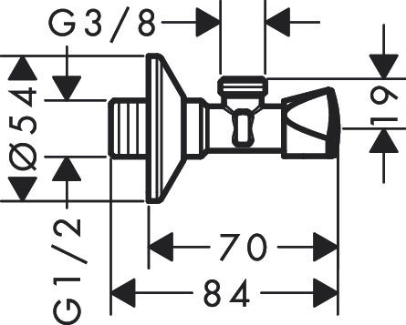 Вентиль угловой hansgrohe 3/8 13902000, хром