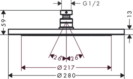 Верхний душ hansgrohe Croma 280 1jet EcoSmart 26221140, шлифованная бронза