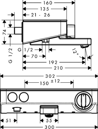 Термостат для ванны hansgrohe ShowerTablet Select 300 13151400, белый/хром