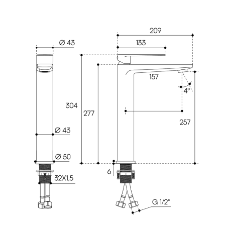 Смеситель для раковины Aqueduto LINHA L-size LIN0300, хром