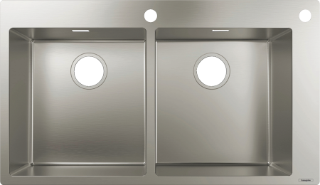 Кухонная мойка hansgrohe S71 S712-F765 врезная, с двумя чашами 370/370 43311800, нержавеющая сталь