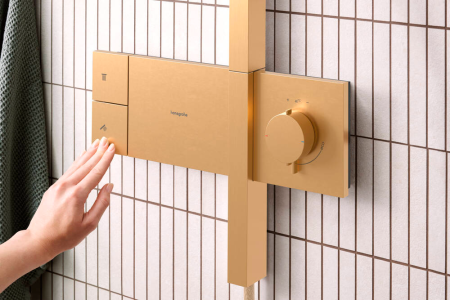 Душевая система hansgrohe Raindance Alive S Showerpipe 300 1jet с термостатом ShowerSelect Comfort, 24582140, шлифованная бронза