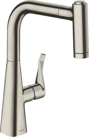 Смеситель для кухонной мойки hansgrohe Metris M71 220, с вытяжным душем 2jet 73800800, под сталь