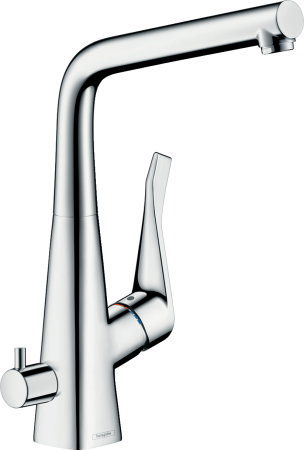 Смеситель для кухонной мойки hansgrohe Metris M71 320, с запорным вентилем 14888000, хром