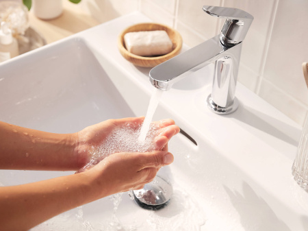Смеситель для раковины hansgrohe Rebris S 80, со сливным гарнитуром 72510000, хром