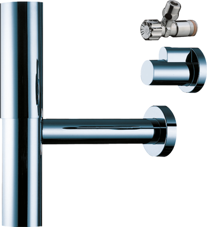 Сифон для раковины hansgrohe Flowstar дизайнерский, с 2 угловыми вентилями 52120000, хром