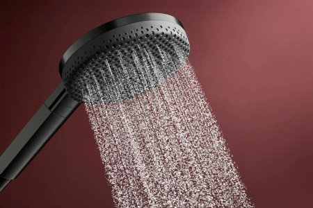 Душевой гарнитур hansgrohe Raindance Alive Select S 125, 3 струи, со штангой Unica S Puro 65 см, 24602340, шлифованный черный хром