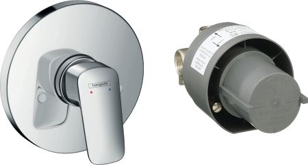 Смеситель для душа hansgrohe Logis скрытого монтажа, в комплекте с монтажной частью 71666000, хром