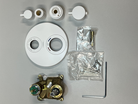 Внешняя часть термостата для душа hansgrohe Ecostat S скрытого монтажа на 2 потребителя 15758700, матовый белый, уцененный товар