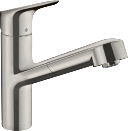 Смеситель для кухонной мойки hansgrohe Focus M43 150, с вытяжным изливом 71842800, под сталь