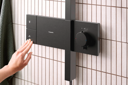 Душевая система hansgrohe Raindance Alive S Showerpipe 300 1jet с термостатом ShowerSelect Comfort, 24582340, шлифованный черный хром