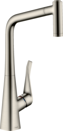 Смеситель для кухонной мойки hansgrohe Metris M71 320, с вытяжным душем 2jet 73801800, под сталь