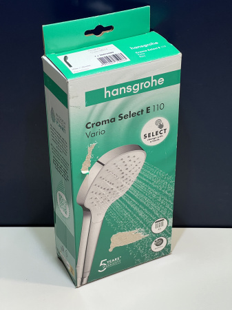 Ручной душ hansgrohe Croma Select E 110 3jet Vario 26812400/U, белый/хром, уцененный товар