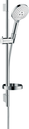Душевой гарнитур hansgrohe Raindance Select S 120 3jet со штангой 65 см и мыльницей 26630400, белый/хром