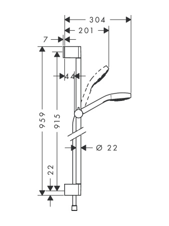 Душевой гарнитур hansgrohe Croma Select E 110, 1 режим, со штангой 90 см, 26594400, белый/хром