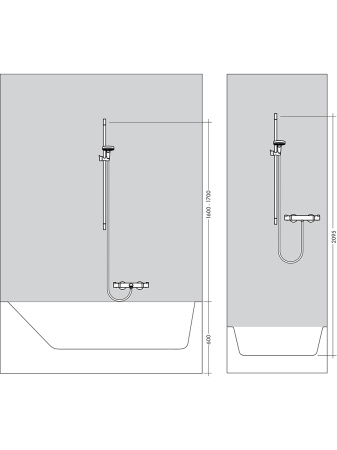 Душевой гарнитур hansgrohe Croma Select E 110, 1 режим, со штангой 90 см, 26594400, белый/хром