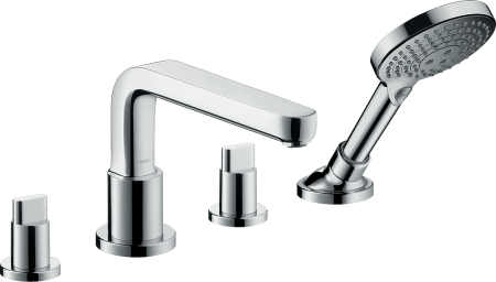 Внешняя часть смесителя для ванны hansgrohe Metris S на край ванны, на 4 отверстия, с душевым гарнитуром 31447000, хром