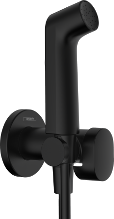 Гигиенический душ hansgrohe Bidette S 1 режим, со смесителем, держателем и шлангом 125 см, 29232670/U, матовый черный, уцененный товар