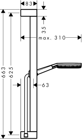 Душевой гарнитур hansgrohe Raindance Alive Select S 125, 3 струи, со штангой Unica E Puro 65 см, 24600700, матовый белый