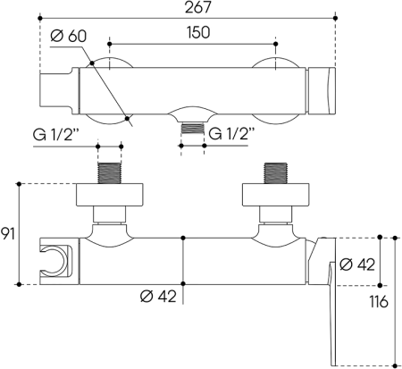 Смеситель для душа Aqueduto LINHA LIN0750, шлифованное золото