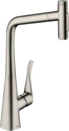 Смеситель для кухонной мойки hansgrohe Metris Select M71 320, с вытяжным душем 2jet, sBox 73816800, под сталь
