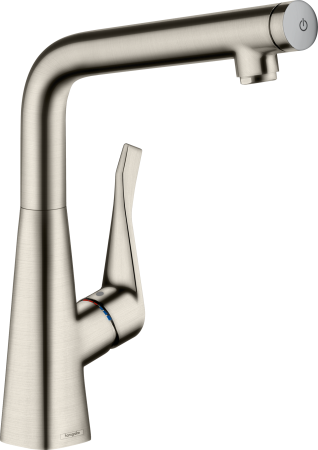 Смеситель для кухонной мойки hansgrohe Metris Select M71 320, с вытяжным изливом, Eco 14785800, под сталь