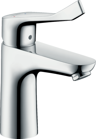 Смеситель для раковины hansgrohe Focus 100 без сливного гарнитура, с удлиненной рукояткой 31915000, хром