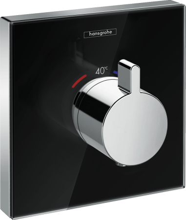 Внешняя часть термостата для душа hansgrohe ShowerSelect Glass HighFlow скрытого монтажа на 1 потребителя 15734600, черный/хром