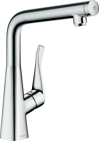 Смеситель для кухонной мойки hansgrohe Metris Select M71 320, с вытяжным изливом, Eco 14785000, хром