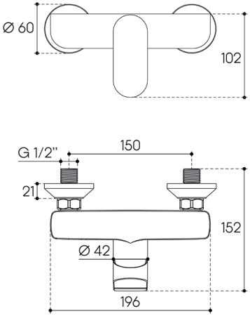 Смеситель для душа Aqueduto SUAVE SUA0700, хром