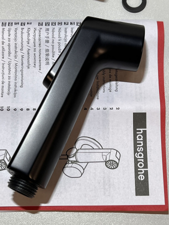 Гигиенический душ hansgrohe Bidette S 1 режим, со смесителем, держателем и шлангом 125 см, 29232670/U, матовый черный, уцененный товар