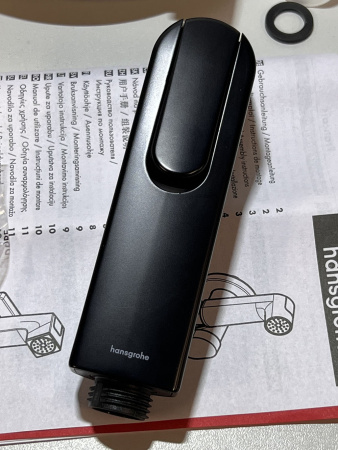Гигиенический душ hansgrohe Bidette S 1 режим, со смесителем, держателем и шлангом 125 см, 29232670/U, матовый черный, уцененный товар