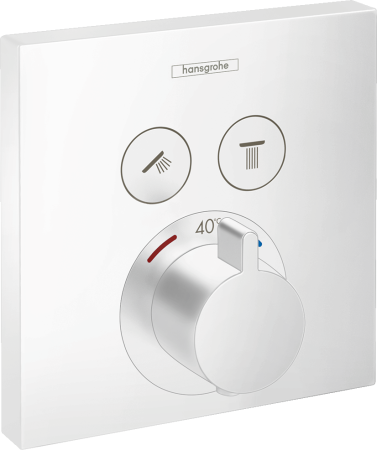 Внешняя часть термостата для душа hansgrohe ShowerSelect скрытого монтажа на 2 потребителя 15763700, матовый белый