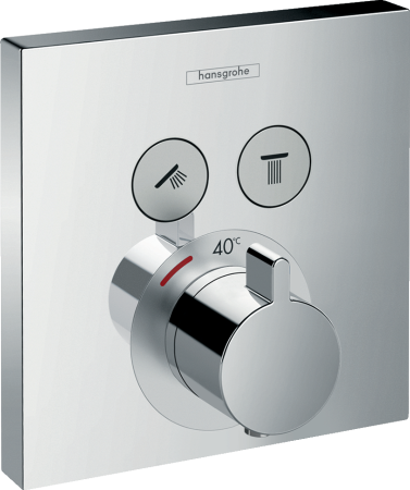 Внешняя часть термостата для душа hansgrohe ShowerSelect скрытого монтажа на 2 потребителя 15763000, хром