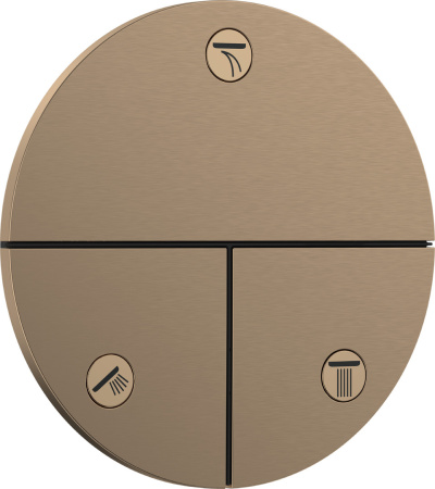 Переключатель потоков hansgrohe ShowerSelect Comfort S для скрытой установки на 3 функции, 15558140, шлифованная бронза