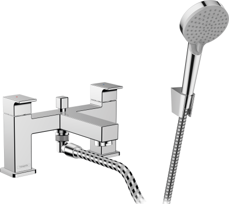 Смеситель для ванны hansgrohe Vernis Shape на край ванны на 2 отверстия, и ручной душ Vernis Blend Vario 71462000, хром