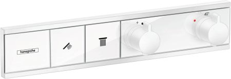Внешняя часть термостата для душа hansgrohe RainSelect скрытого монтажа на 2 потребителя 15380700, матовый белый